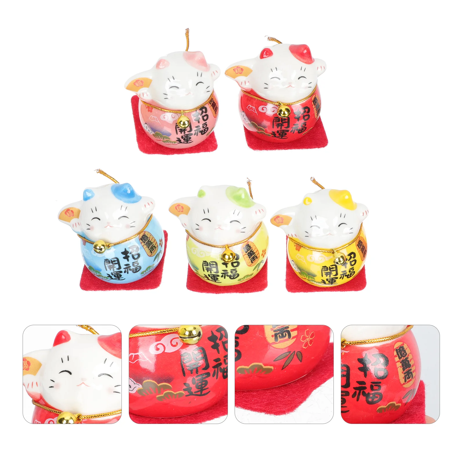 

5 Pcs Interior Desktop Cat Figurine Home Accents Decor Dashboard Exquisite Ceramic Crafts Ceramics Ornament Adorn Chinese