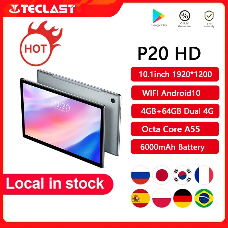 Teclast P20HD Tablet 10.1Inch 4G Call&Network Android 10.0 1920x1200 Unisoc Octa Core 4GB RAM 64GB ROM Tablets PC Dual Camera
