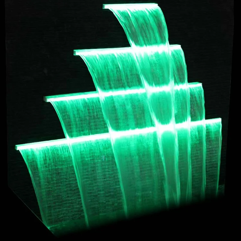 LED Waterfall Fountain Spillway Blade Descade Surface Mounted Acrylic Muti Colors Changing Remote Controller