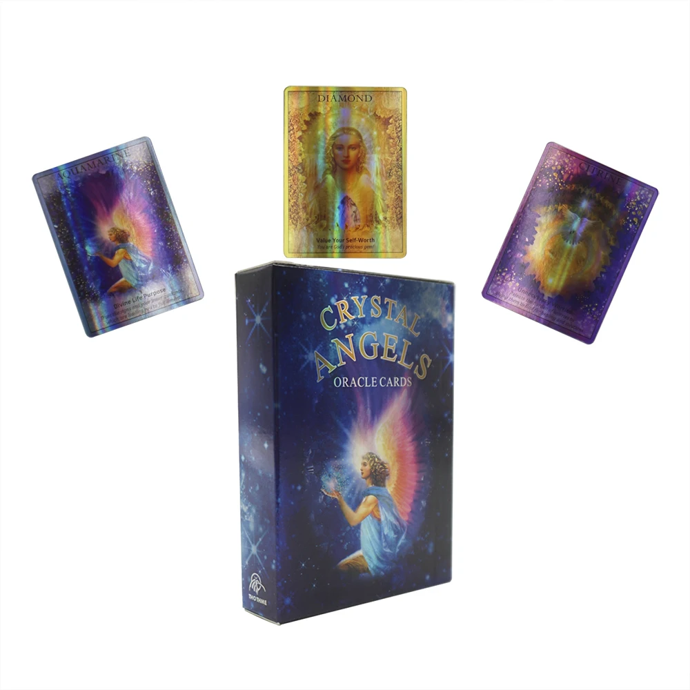 

Laser Angel Oracle Cards Shining Holographic Tarot Cards with Guidebook for Beginners Guidance Divination Board Games Witchcraft