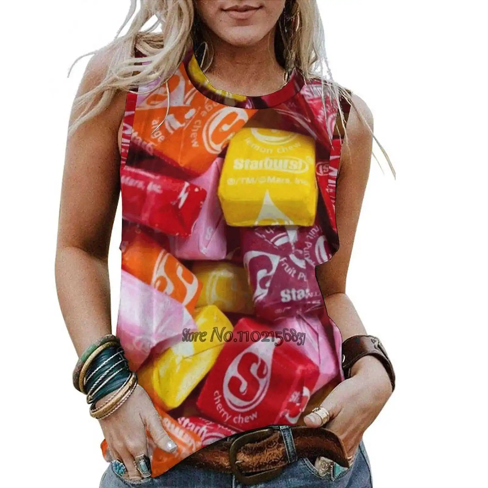 

Starbursts Летние Элегантные майки с круглым вырезом