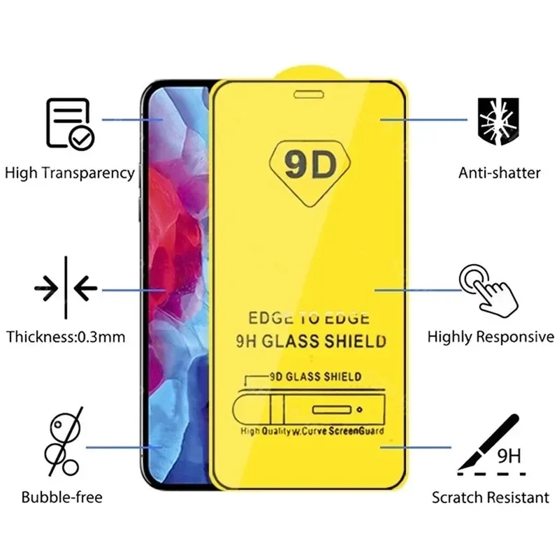 

9D Screen Protector Tempered Glass for IPhone 13 12 11 Pro Max Protective Glass for IPhone X XR XS Max 7 8 6S Plus 12Pro