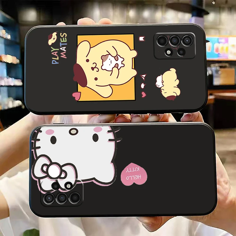 

Hello Kitty Kuromi Phone Case For Samsung Galaxy A31 A32 A41 A42 A51 A52 A71 A72 4G 5G Silicone Cover Back Black Liquid Silicon