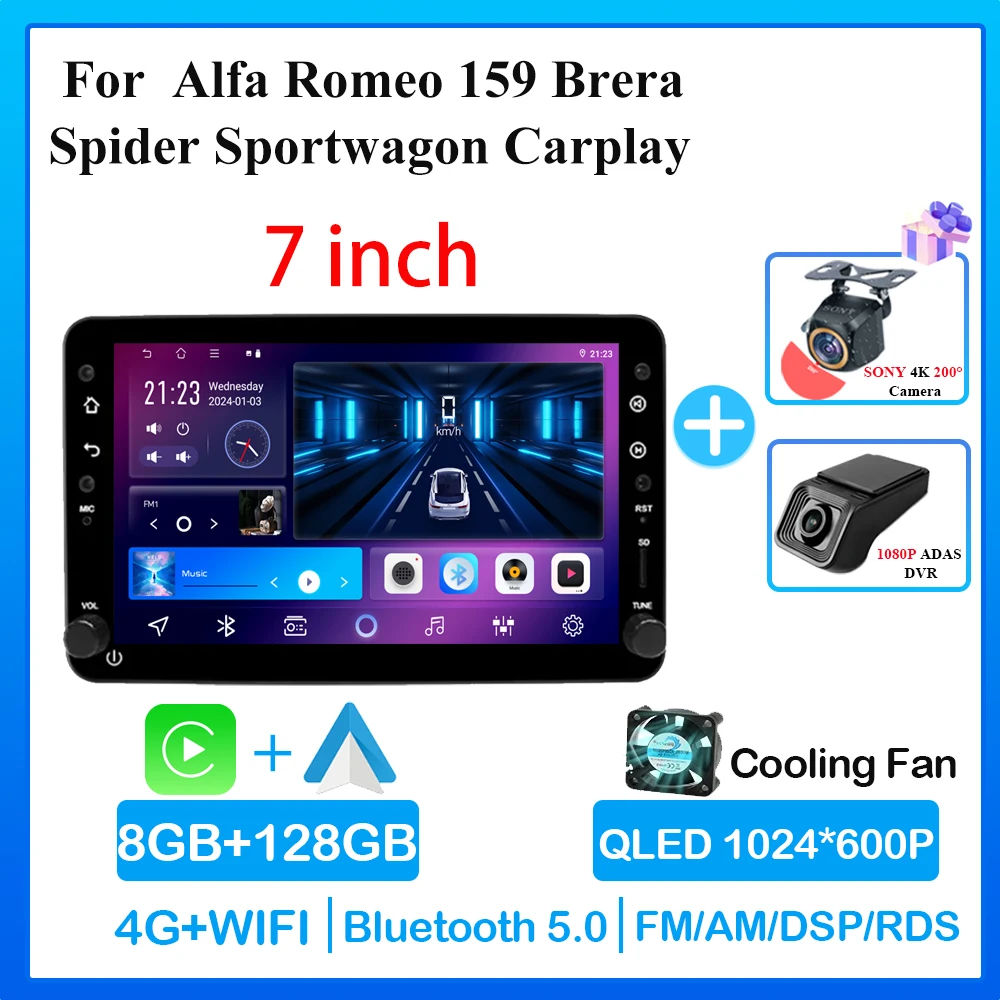 

Android авто радио для Alfa Romeo 159 Brera Spider Sportwagon Carplay автомобильный мультимедийный RDS GPS 2din DVD авторадио AI Voice 4G 8667