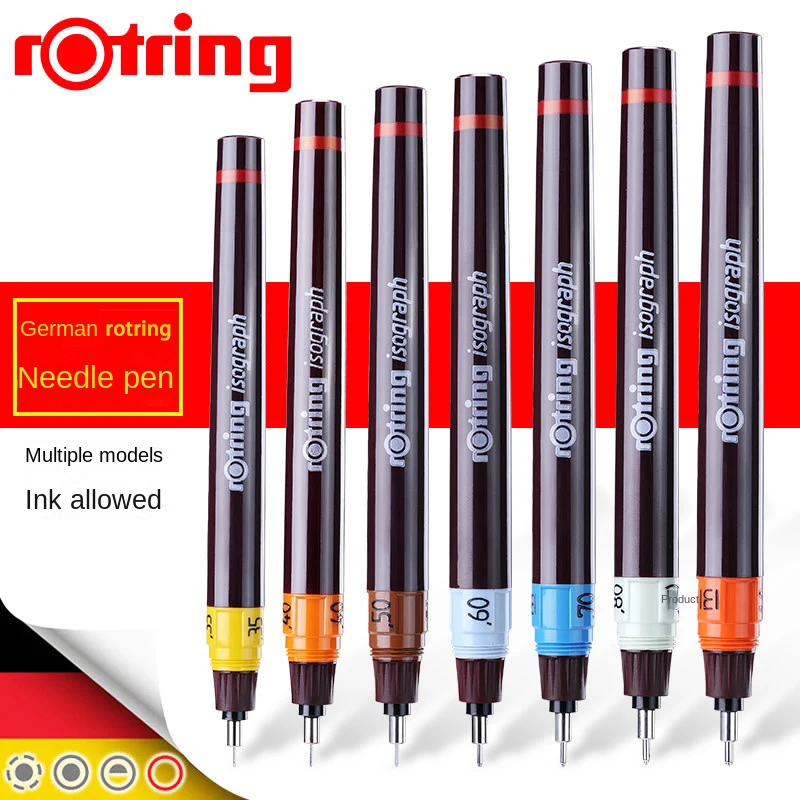 Немецкий изограф Rotring, инженерный рисунок, игольчатая ручка, тонкая точка, несколько наконечников, художественный маркер, наполняемые чернила, 1 шт.