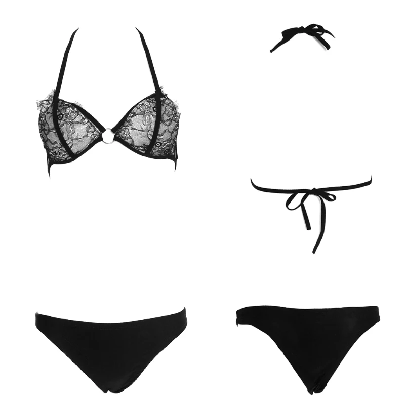 

Sexy Women Bandeau Bandage Lace Crochet Bikini Set Push Up Bra Купальники Купальник