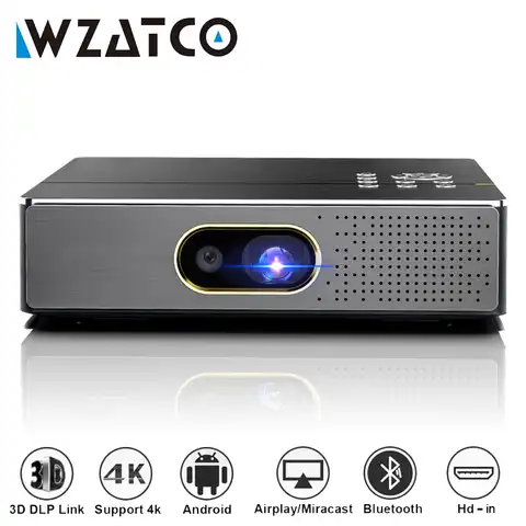 Проектор WZATCO S5 DLP 3D, проектор 4K, Wi-Fi, умный Android 1080 для домашнего кинотеатра, мини-проектор Full HD P, видео лазерный портативный проектор