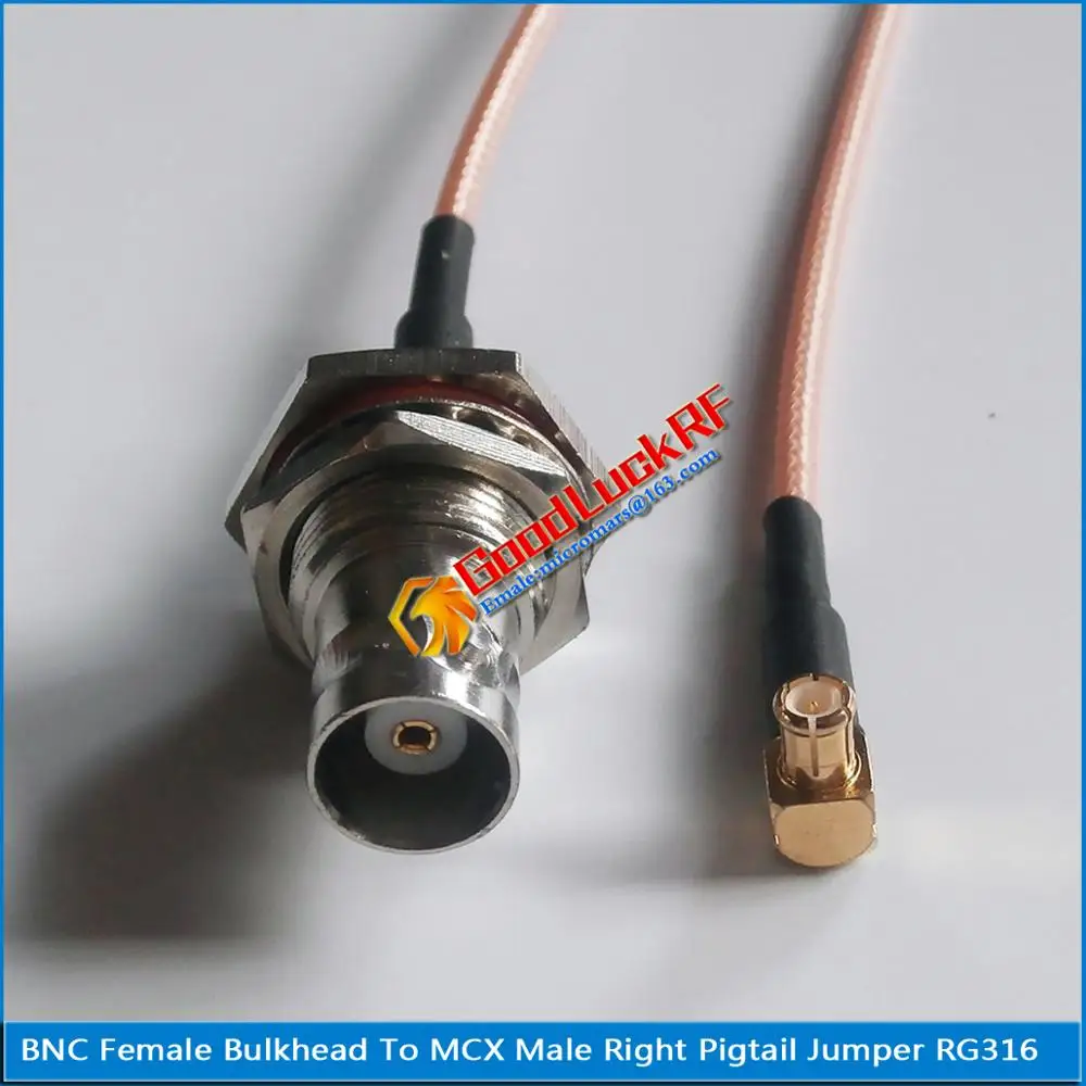 

High-quality BNC Female O-ring Waterproof Bulkhead To MCX Male Right Angle 90 Degree RF Connector RG316 Pigtail Jumper Cable