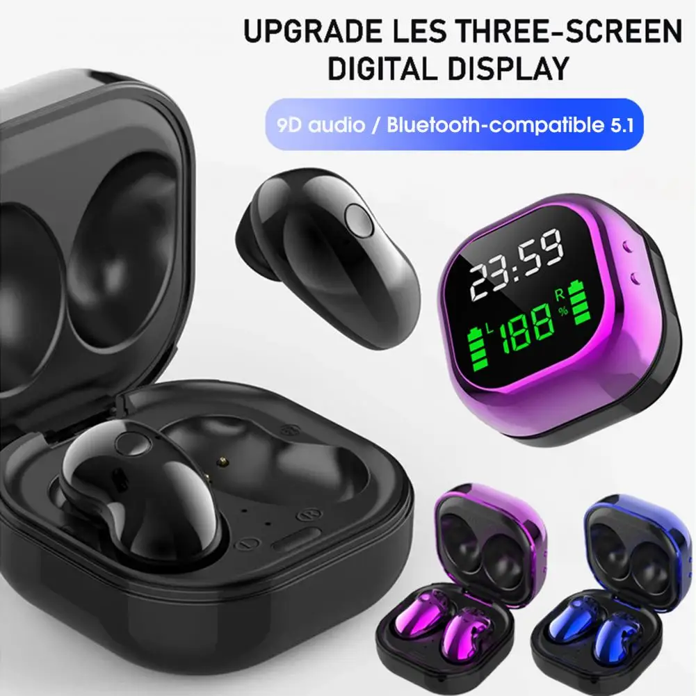 Time Display IPX4 Waterproof Bluetooth-compatible5.1 Mini Stereo Sports In-ear Earbud Phone Accessories