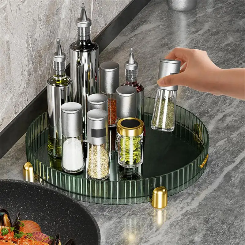 

Creative Seasoning Storage Rack 360 Degree Rotating Disc Seasoning Shelf Shelf Storage Tray With Large Capacity Kitchen