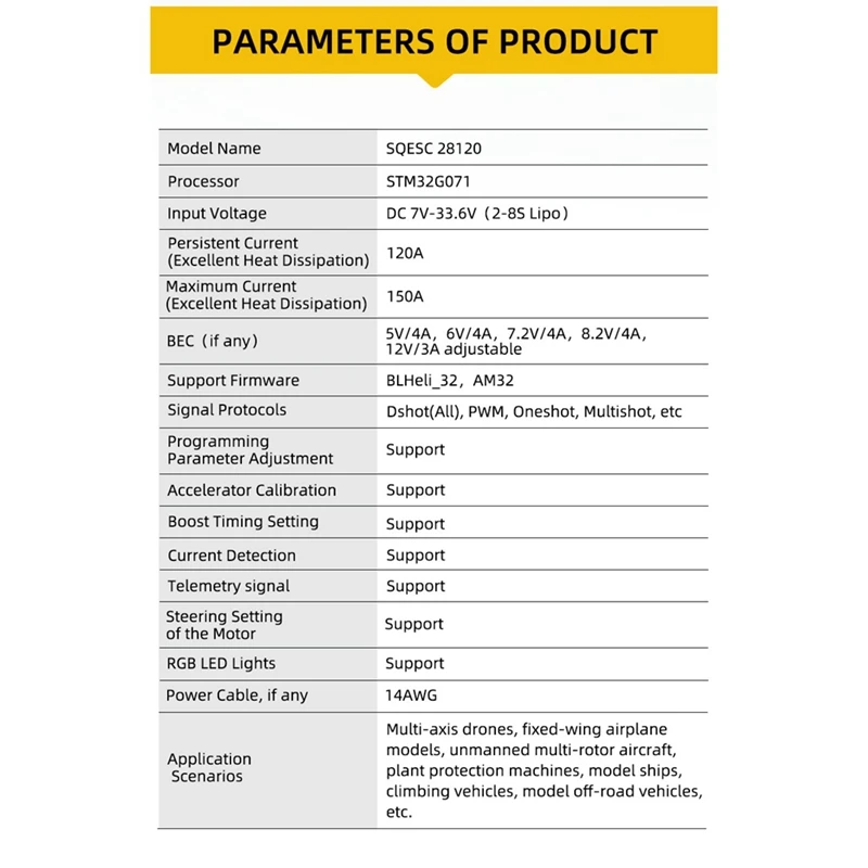 Бесщеточный Электрический регулятор скорости 2-8S 120A 28120 кГц