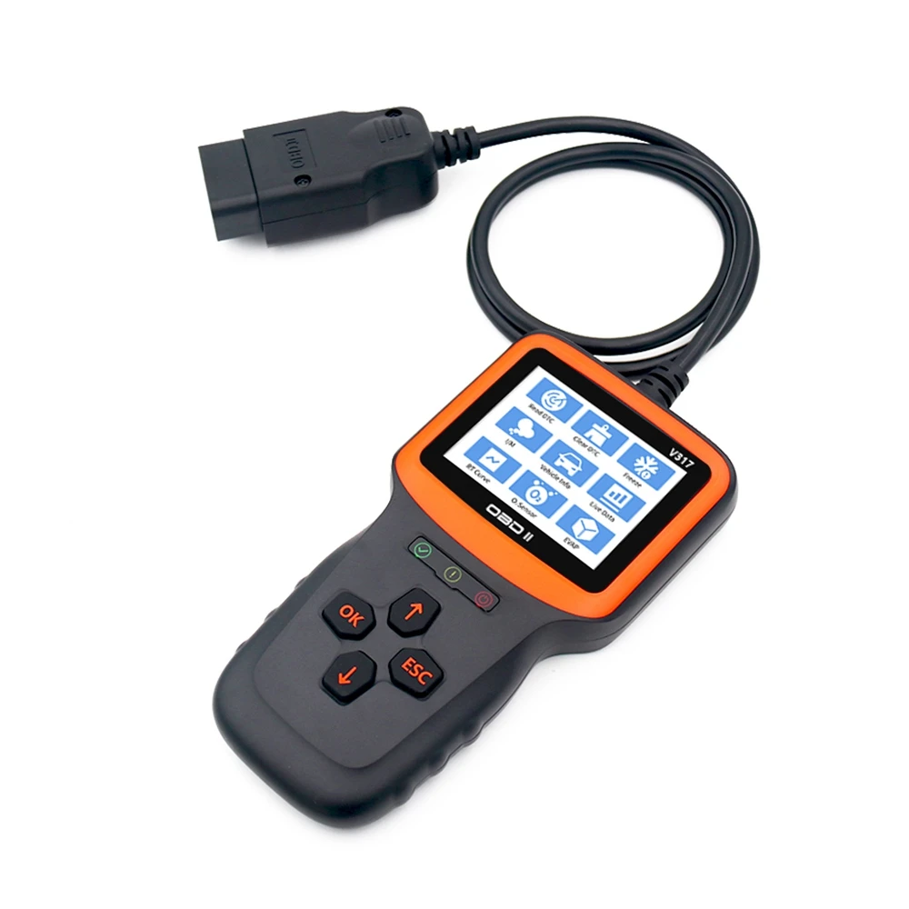 Фото Сканер OBD2 для диагностики неисправностей двигателя автомобиля, считыватель кодов, инструмент для диагностики с проверкой датчика O2, подходит для всех автомобилей с OBD II. №3