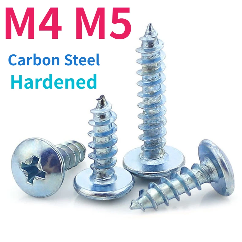 

M4 M5 10/50 шт., углеродистая сталь, закаленная большая плоская головка, Самонарезающий Lang, цинковая стандартная большая головка