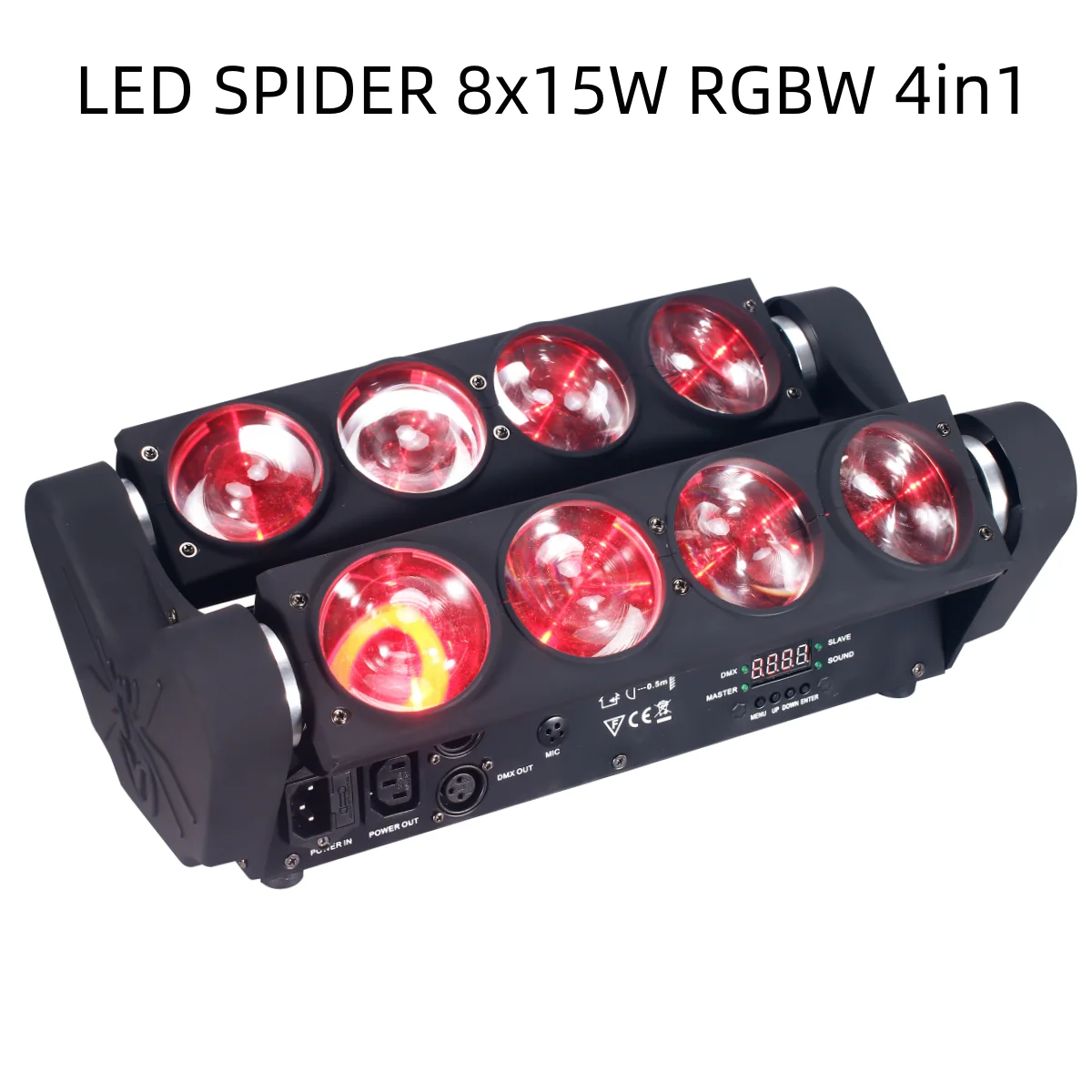 

8x15 Вт 4 в 1 RGBW Луч, движущаяся головка для DJ-бара, стробоскоп, сценические эффекты, светодиодный светильник-паук