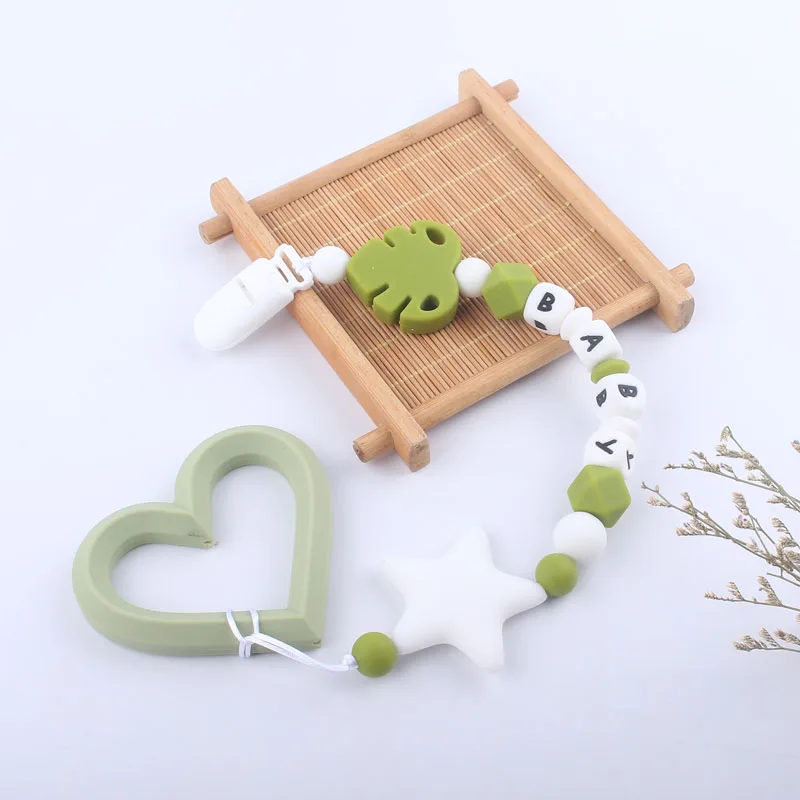 

Customized Baby Name Plastic Baby Pacifier Clip Silicone Pacifier Holder Anti-lost Chains Newborn Teething Toy