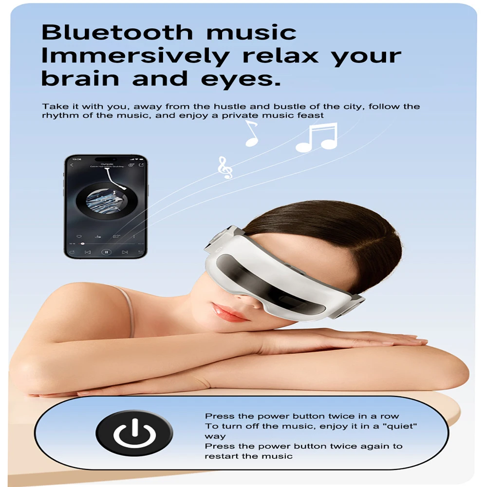 Распыленный паровой массажер для глаз, умная вибрация, Bluetooth, инструмент для ухода за глазами, горячий компресс, снятие усталости, сухой массаж глаз, расслабление (art.: 3920c756de008) - 3920c756de008