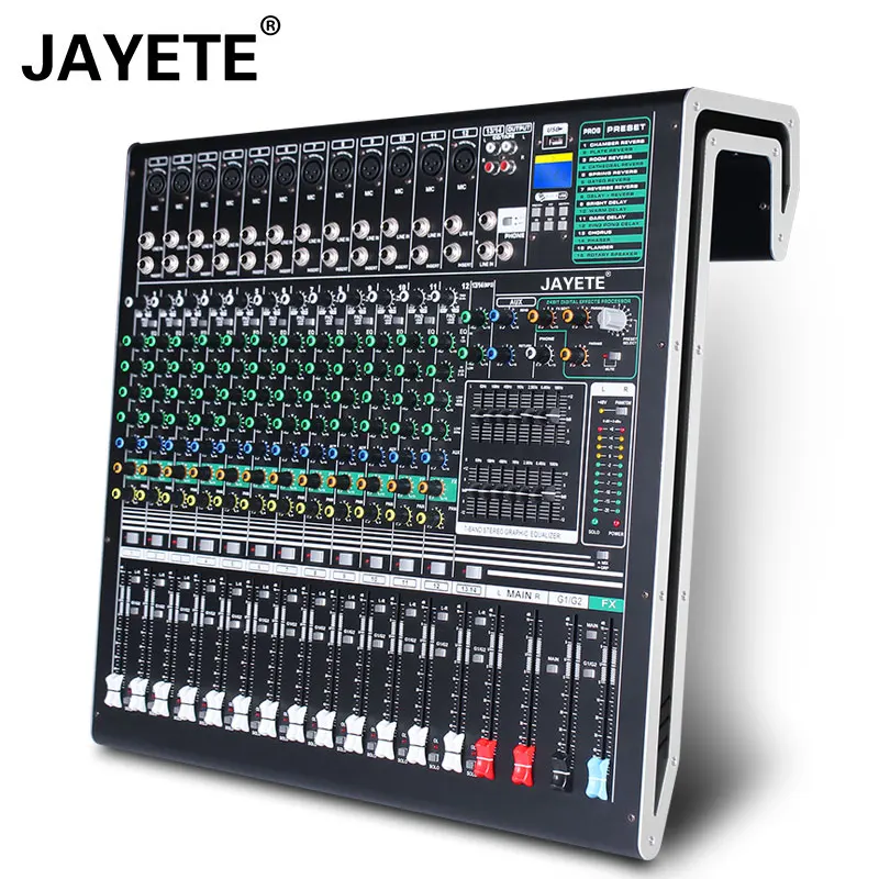 

Professional 14 Channel Power Mixer Speakers DJ Controller 16 DSP Effects Audio Console Mixer double 7 Equalizer mixing