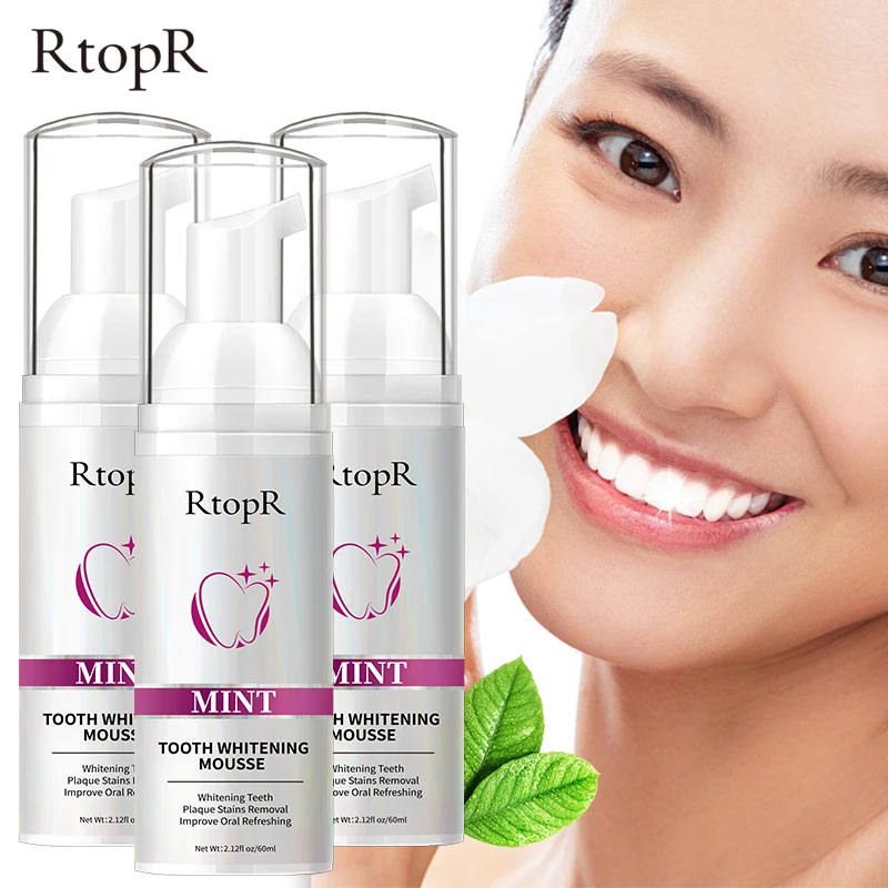 3PCS RtopR Mint Whitening Toothpaste Fresh Breath Removes Plaque Tea Stains Coffee Stains Improve Yellow Teeth Toothpaste