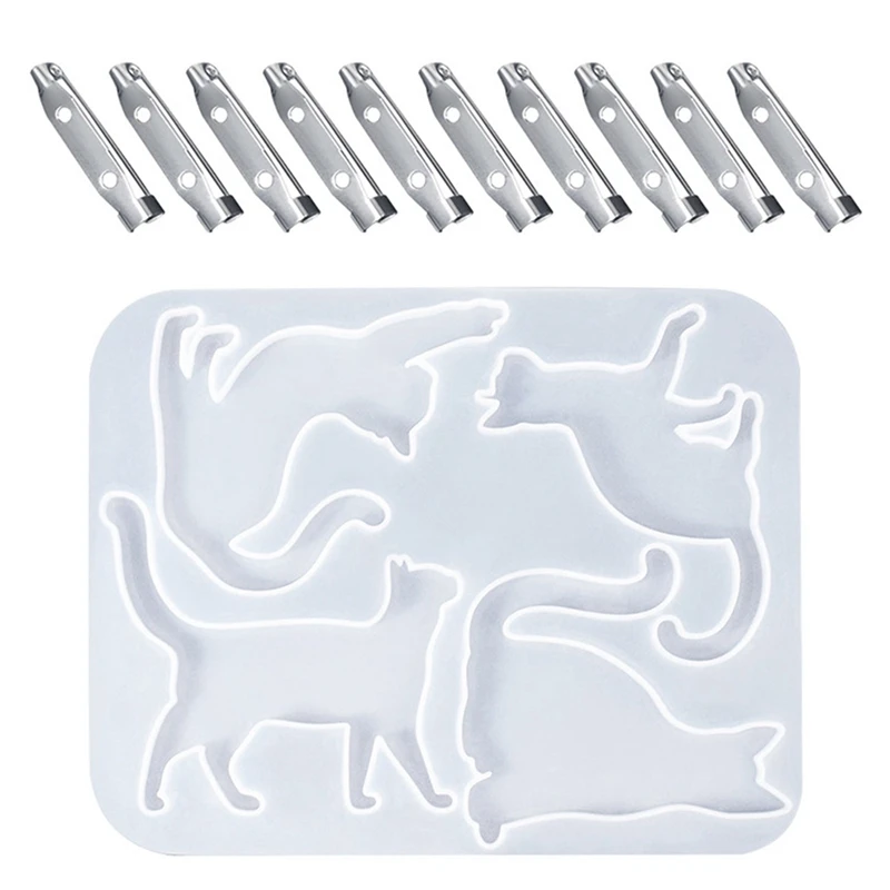 

Силиконовая форма «сделай сам» с кристаллами и эпоксидной смолой для брошь котенок, форма для счастливого кота, сумки, подвесок, сережек, юв...