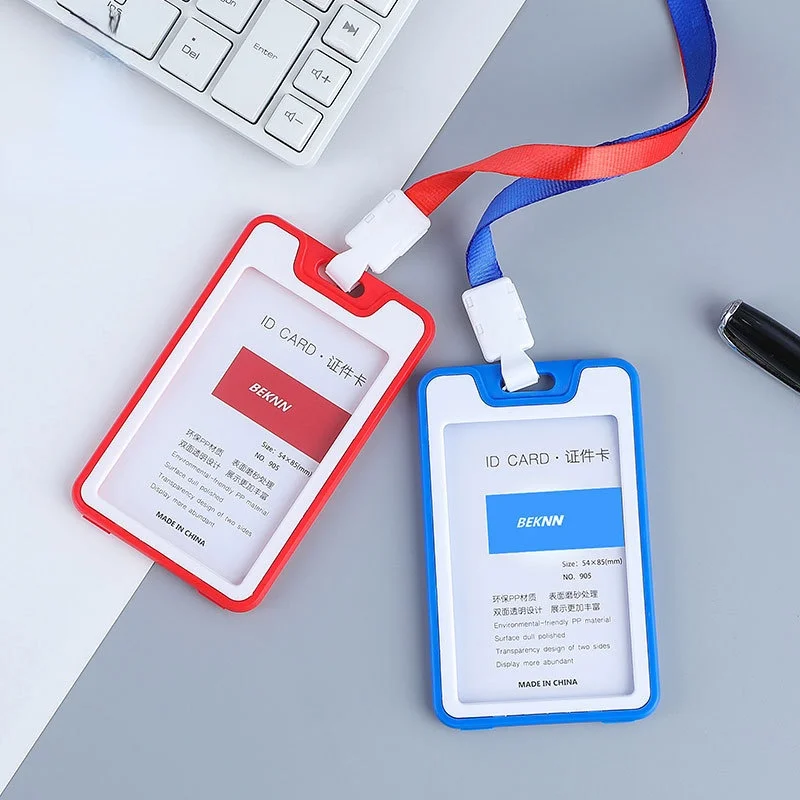 

1pc Double-sided Transparent ID Card Sleeve Staff Badge Card Exhibition Card Cover Student Meal Card Bus Card Access Card Holder