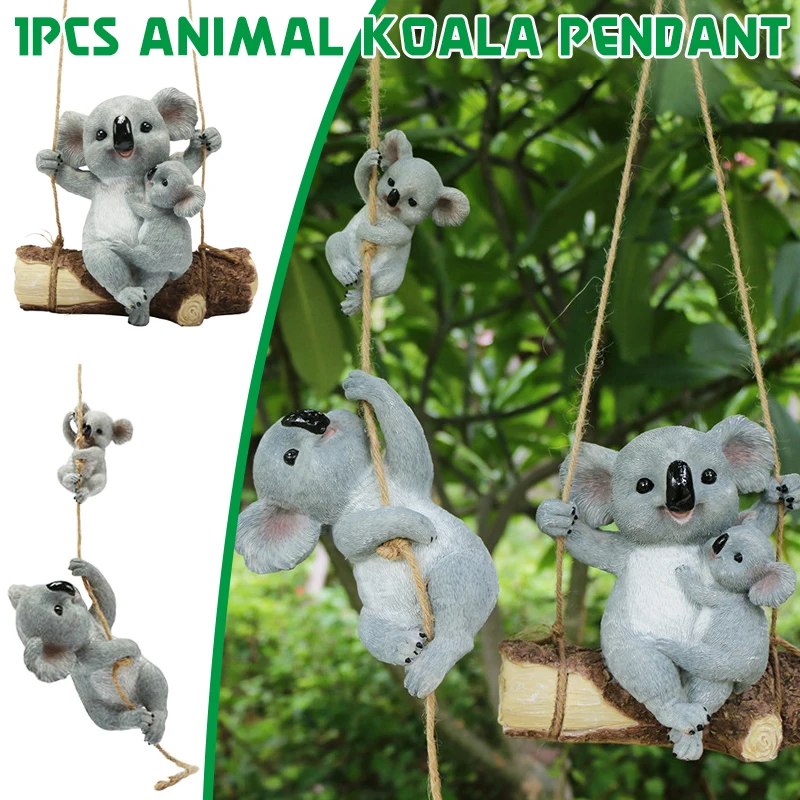 

Hanging Resin Cute Koala Swinging Koala Garden Figurine Statue for Patio Yard Garden Decoration nerg