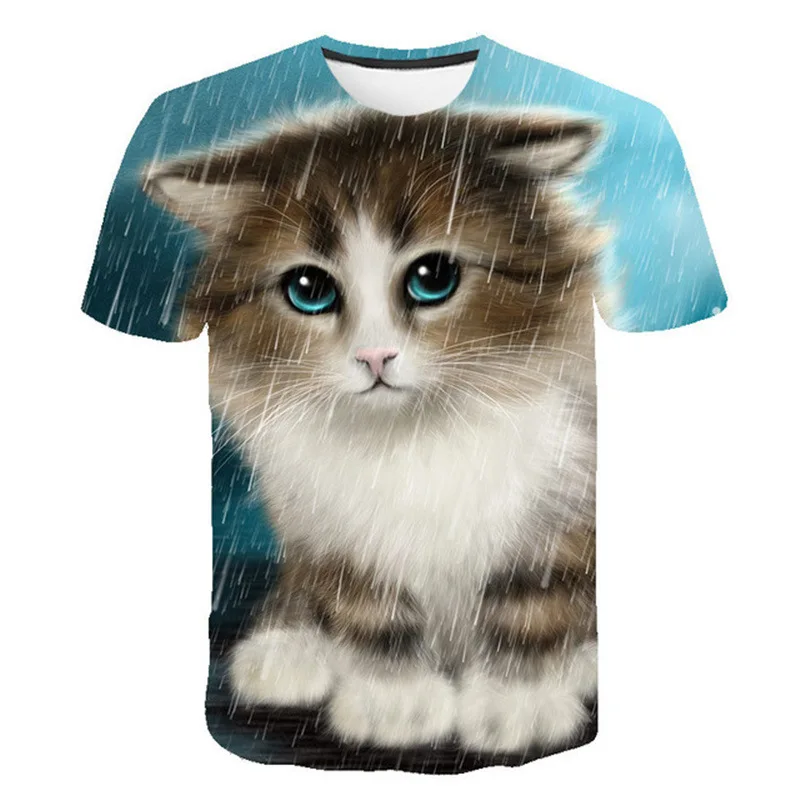 

Summer loose purple cat animation cartoon leisure youth men's T-shirt short sleeve round neck t-sleeve 2022 NEW