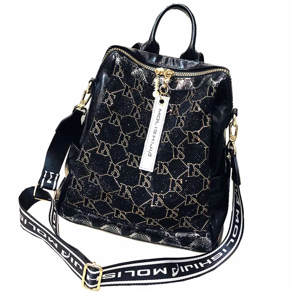 

Luxury Brand Women Backpack Fashion Diamond Genuine Leather Shoulder Bag High Quality Large Backpacks Teenagers Girls Schoolbags