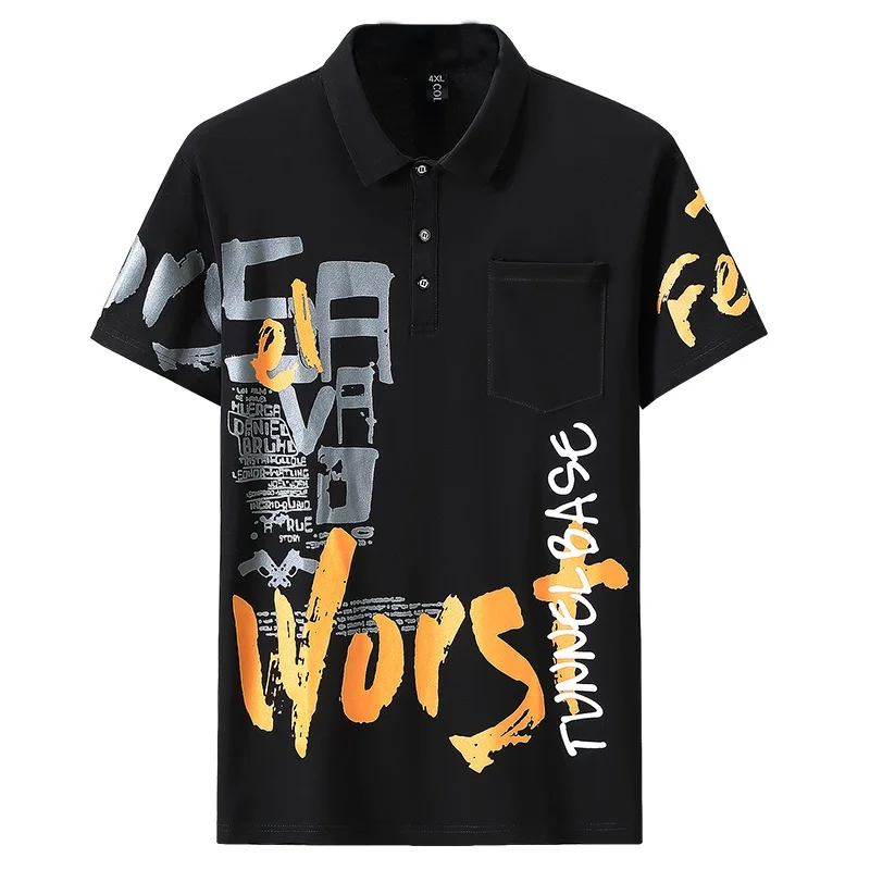 

Men plus fat plus size 11XL10XL 9XL 8XL summer Korean short-sleeved T-shirt casual 150kg summer tide fat Lapel Short Sleeves