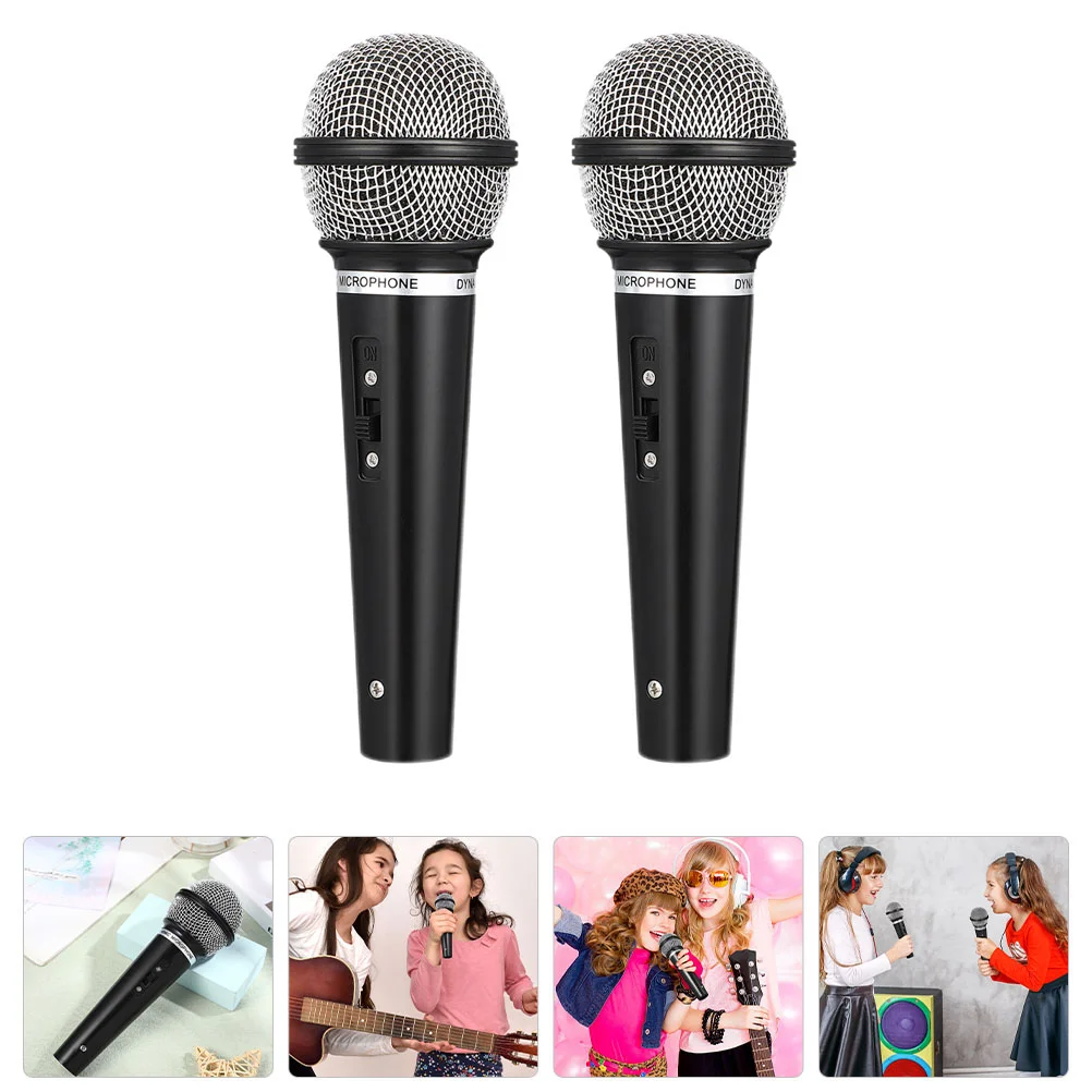 

2 Pcs Children Props Microphone Playthings Role Toys Photo Plastic Simulated Handheld Simulation Cosplay