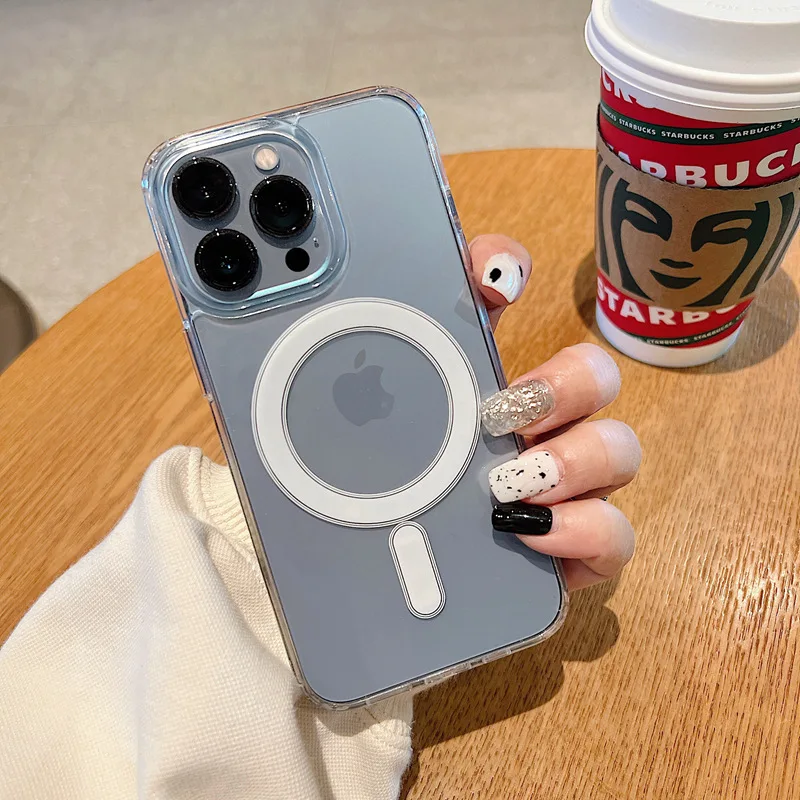 

For Magsafe Magnetic Transparent Protection Case Wireless Charging Phone Cas For iPhone 13 12 11 14Pro Max X XS XR SE 7 8 PLUS E