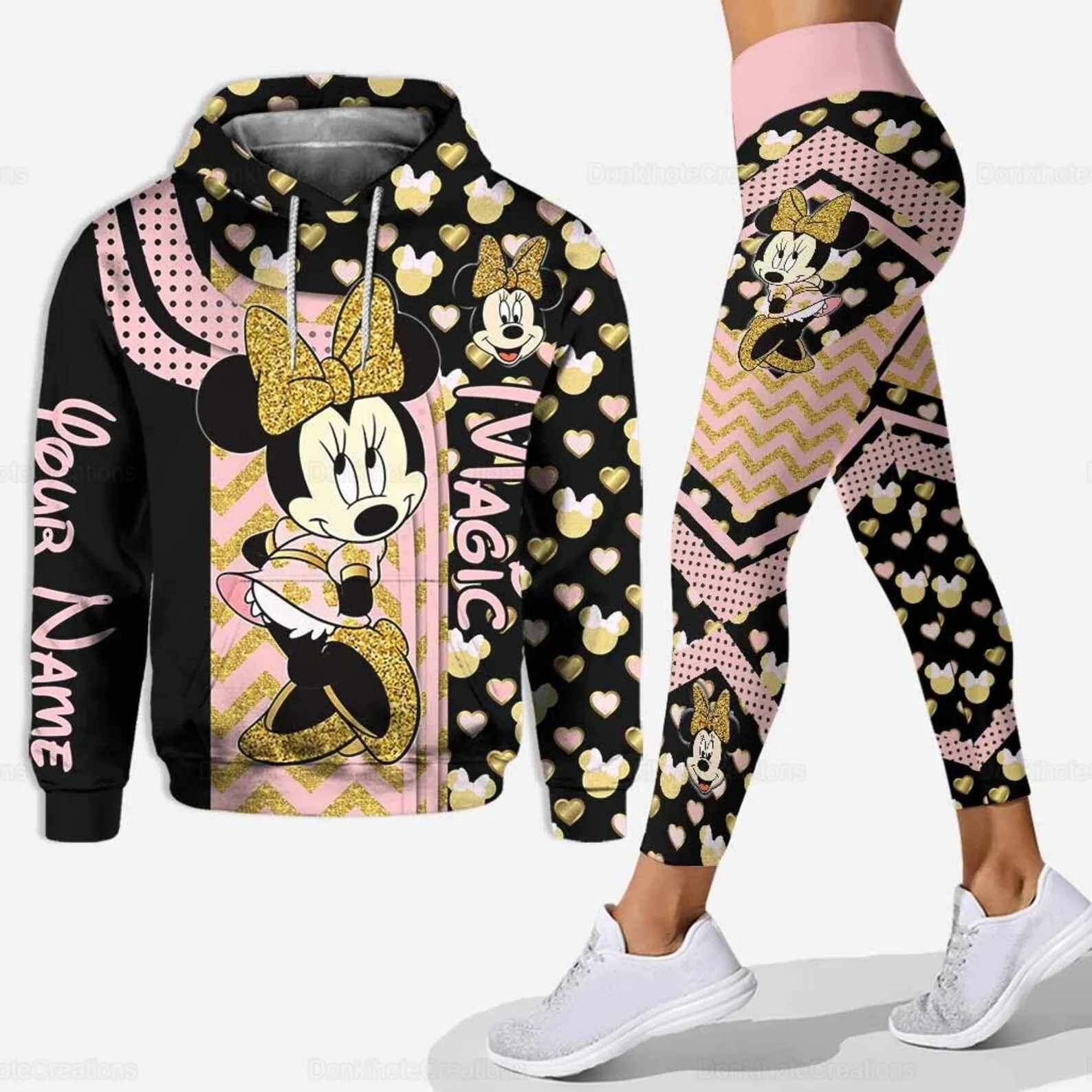 CustomizeName Minnie Hoodie Women's Set Yoga Pants Sweatpants Womens Disney Leggings Fashion Tracksuit