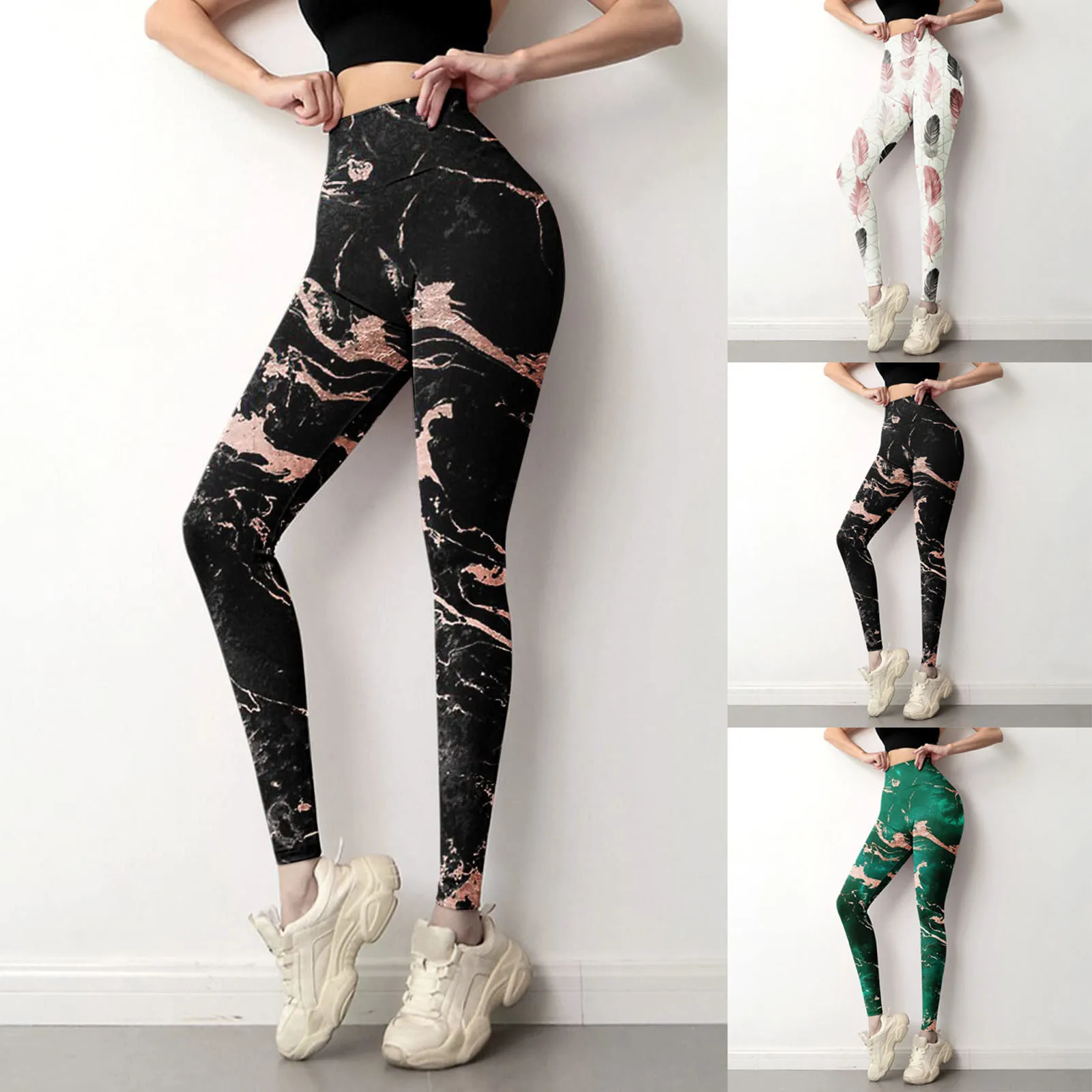 

Leggings For Women High Waisted Tummy Control Tights Irregular Print Tights Workout Yoga Pants Pantalones De Ropa Mujer
