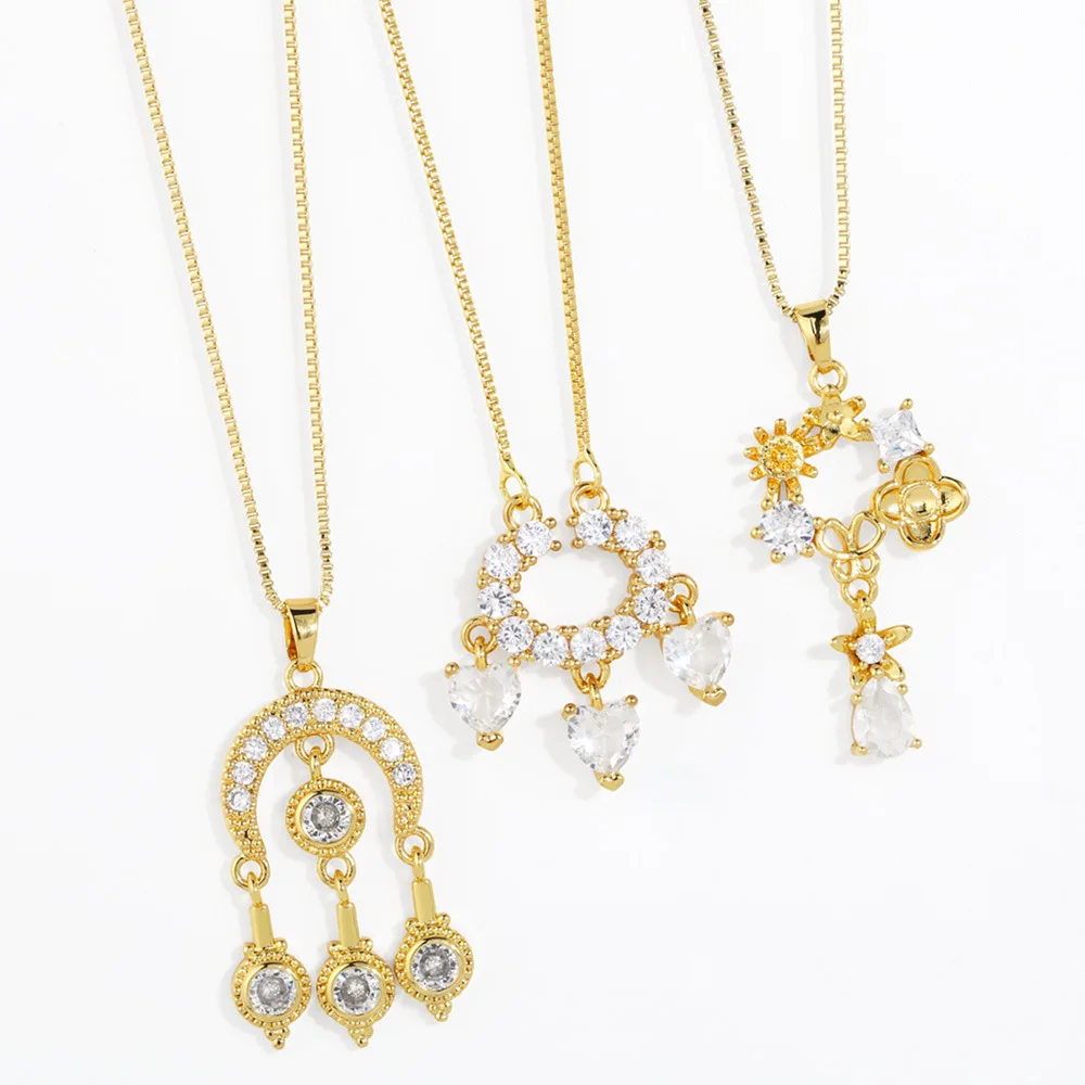 

V&YIDOU Fashion spirit jewelry simple flower loving heart zircon pendant necklace for women Wholesale