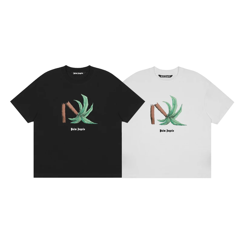 

Palm Angels New Men/Women Palm Tree Print Cotton Casual Fashion Trend Round Neck T-Shirt Boyfriend Girlfriend Gift