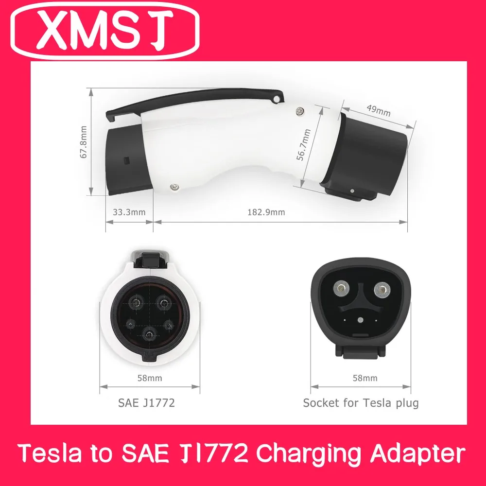 Адаптер для зарядки Tesla к SAE J1772, максимум 48 А 250 В, портативный высокомощный разъем Tesla для быстрой зарядки