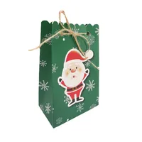 12pcs Merry Christmas Paper Gift Packaging Bags Santa Claus Socks Snowflake Candy Cookies Box with Rope Party Birthday Supplies