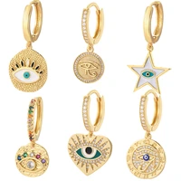 turkish evil blue eye dangle earrings for women micro pave cz crystal greek eye trendy hoop earrings goth new fashion 2022