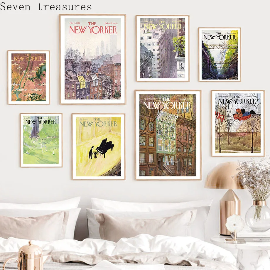 

Nordic Posters The New Yorker Magazine Vintage Landscape Wall Art Canvas Painting And Prints Wall Pictures For Living Room Decor