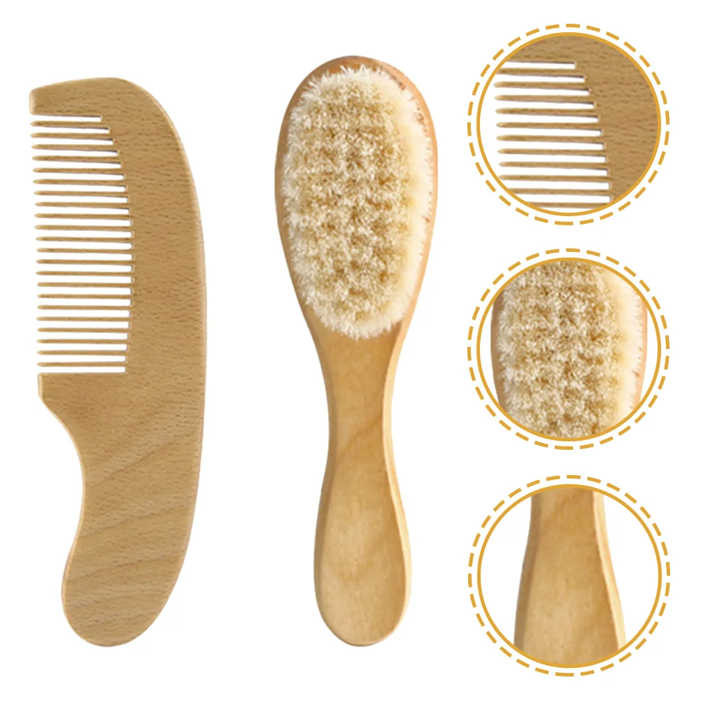 

Wool Brush Set Infant Suit Baby Wooden Comb Hair Newborn Beech Care Shower Gift