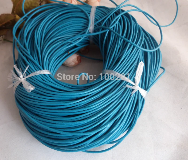 

DIY. High quality leather rope Bulk 100meter/lot 2mm Blue Round Leather Cord ,