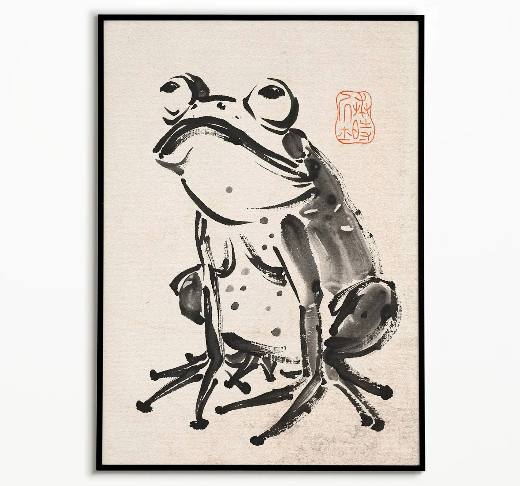 

Винтажный плакат с лягушкой Ukiyoe на холсте