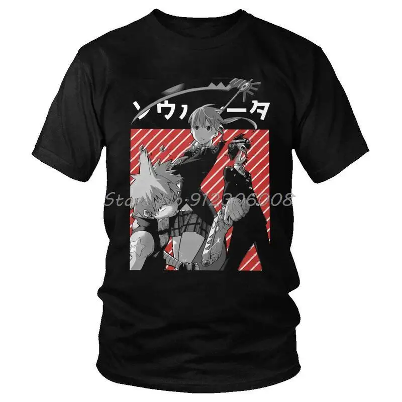 

Soul Eater T-shirt Men Graphic T Shirt Short Sleeve Anime Crona Maka Albarn Death The Kid Evan Tshirt Cotton Tee Tops