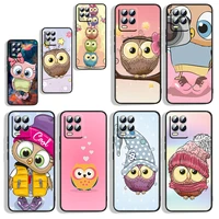 cute owl hearts lover for oppo realme gt master neo q3s q2 x50 x7 x3 x2 c21y c17 c11 c3 pro carnival black phone case