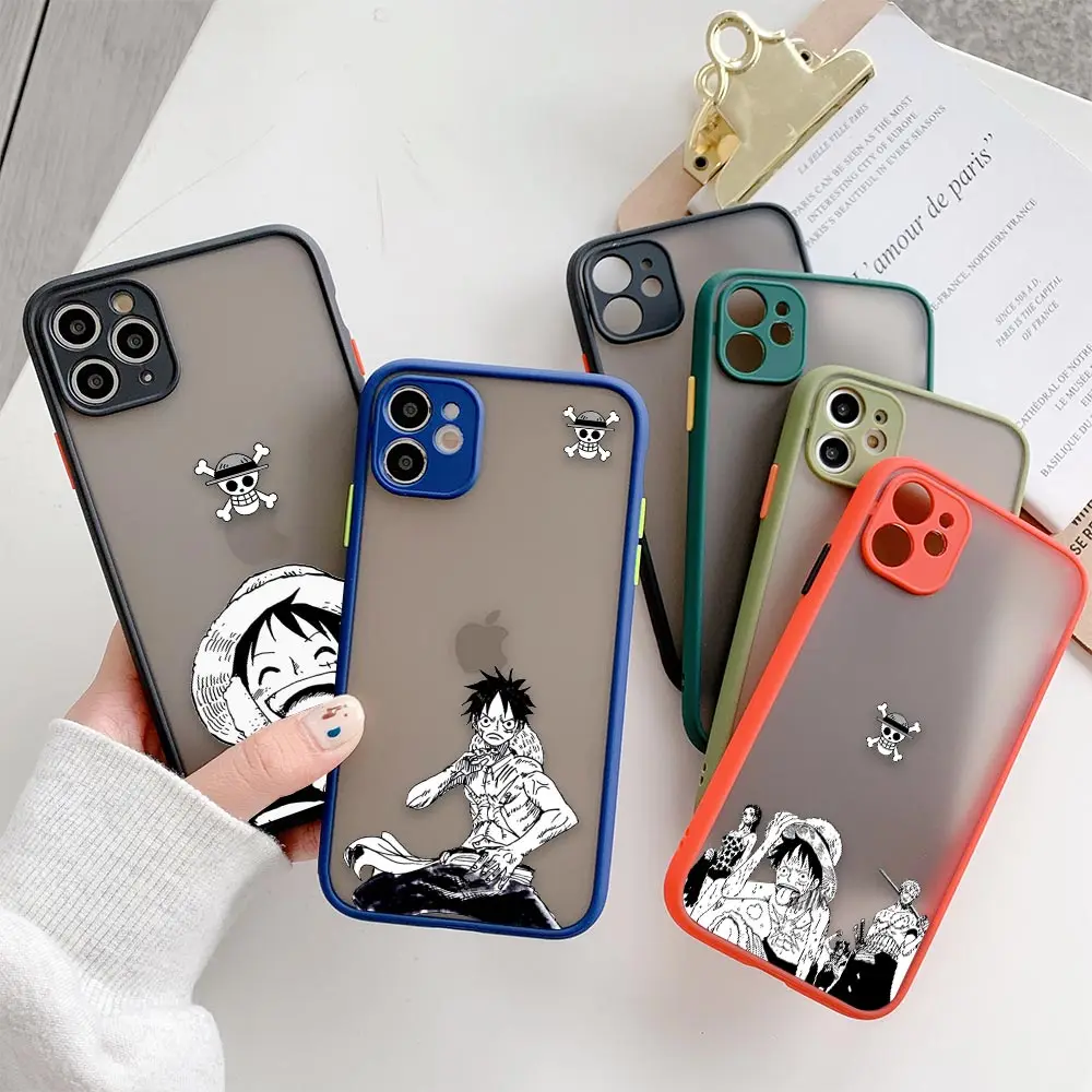 

Anime One Piece Luffy Comic Matte Phone Case For Apple iPhone 13 12 11 XR XS X 8 7 Pro Plus Max Mini Skin Feeling Cases Funda