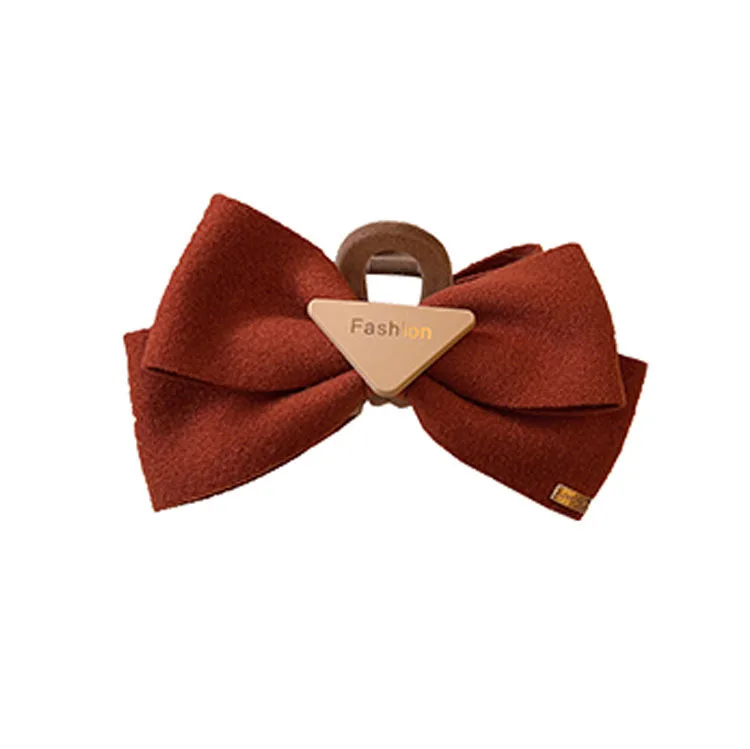 Женская заколка для волос красная бархатная Заколка-краб с бантом