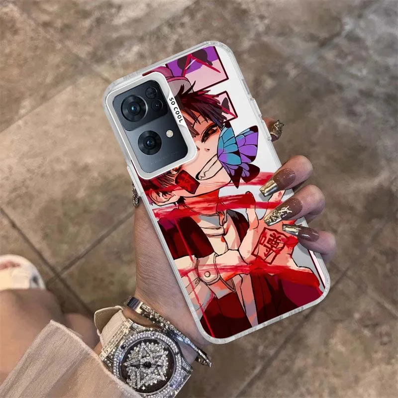 Фото Чехол для телефона OPPO Reno 14 13 12 11 8 7 F Z T Lite Pro с мультяшным принтом Ханако-кун и бабочками, цветной, серебристый №2