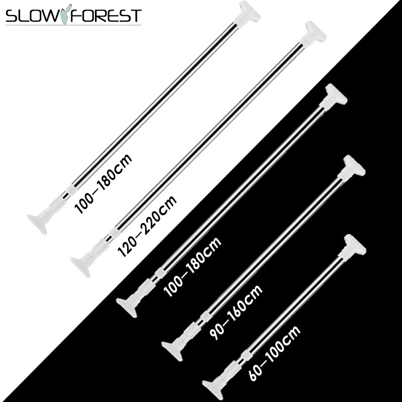 100/160/180/200CM Adjustable Stainless Steel Spring Tension Rod for Clothes Towel Curtains Spring Telescopic Shower Curtain Rod