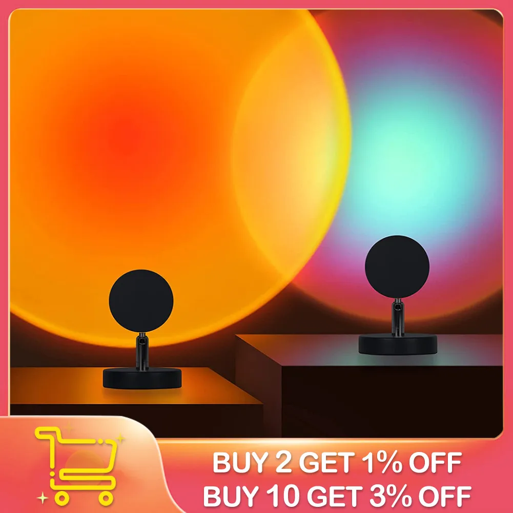 

RGB Color Sunset Light Rainbow LED Projection Nightlights USB Home Bedroom Background Atmosphere Decoration Lighting Floor Lamp
