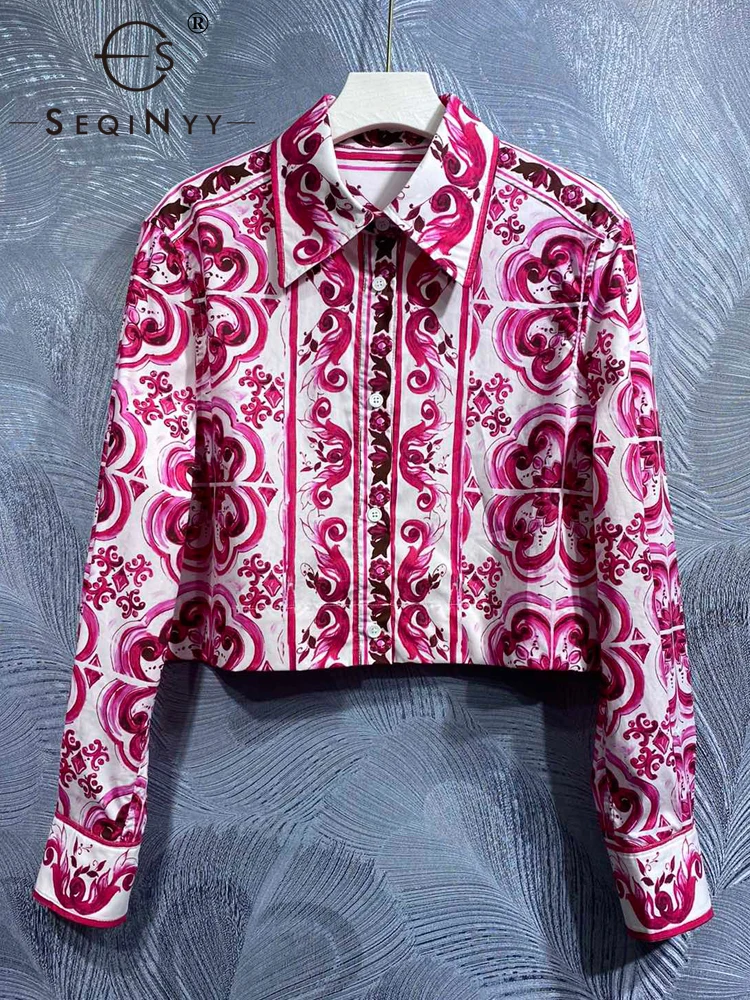 

Куртка SEQINYY женская из 100% хлопка, модельный винтажный топ с красным цветочным принтом в Сицилия, лето-весна