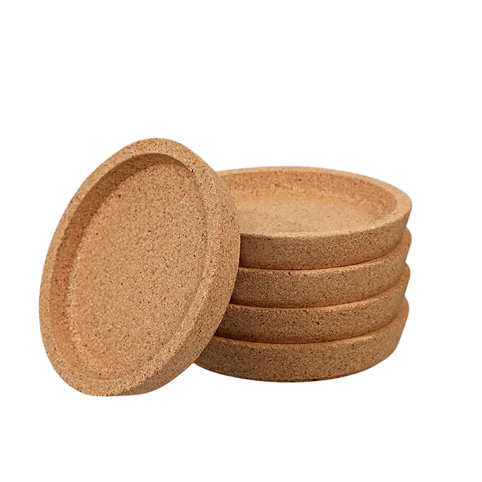 

5 Pcs Round Coasters Wooden Cork Base Cork Coasters with Lip Reusable Cup Mat Wooden Coaster Mat Cup Trivets